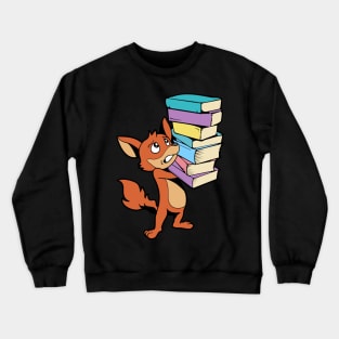 Cartoon fox with pile of books - Bookworm Crewneck Sweatshirt